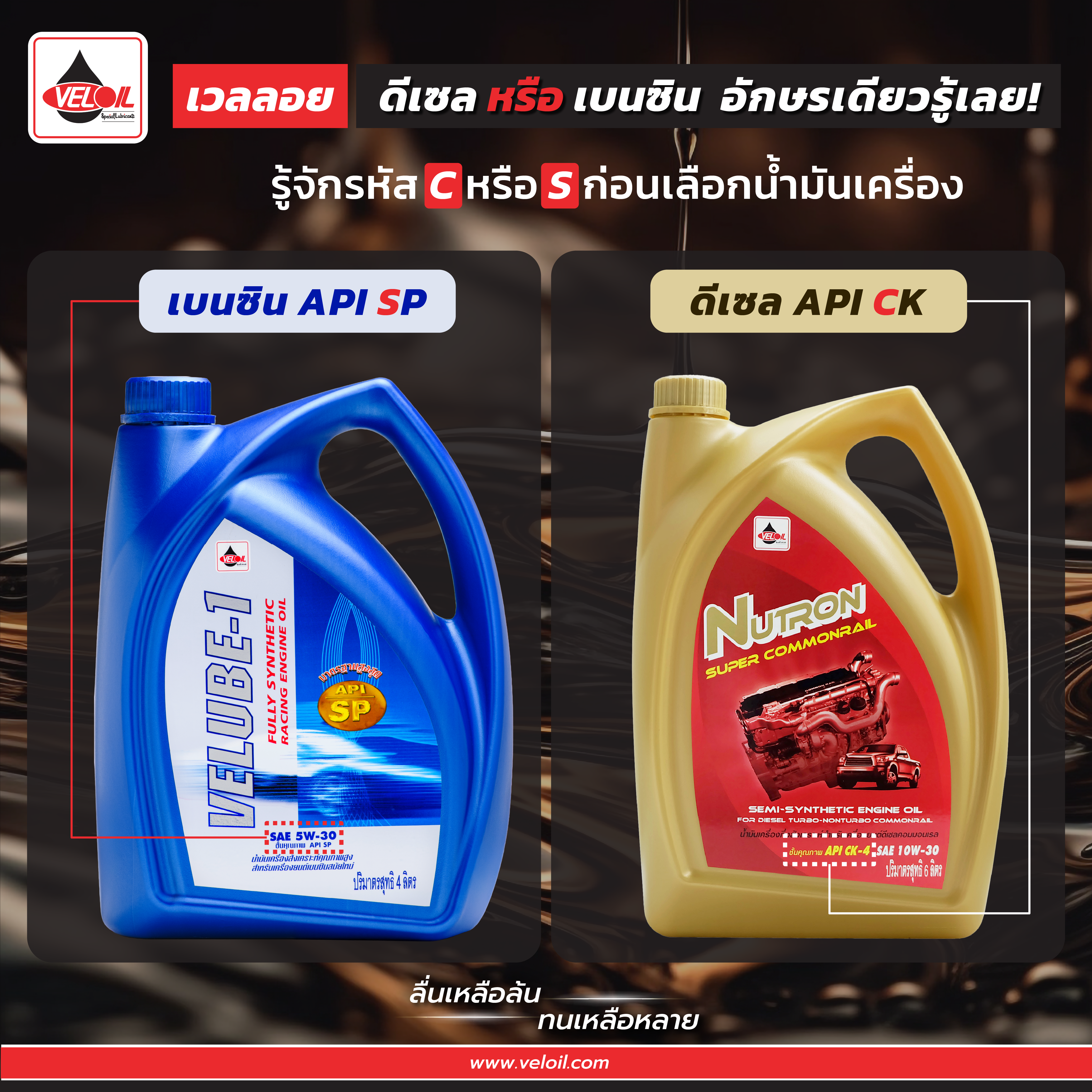 แยกประเภทน้ำมันเครื่องเบนซินและดีเซล